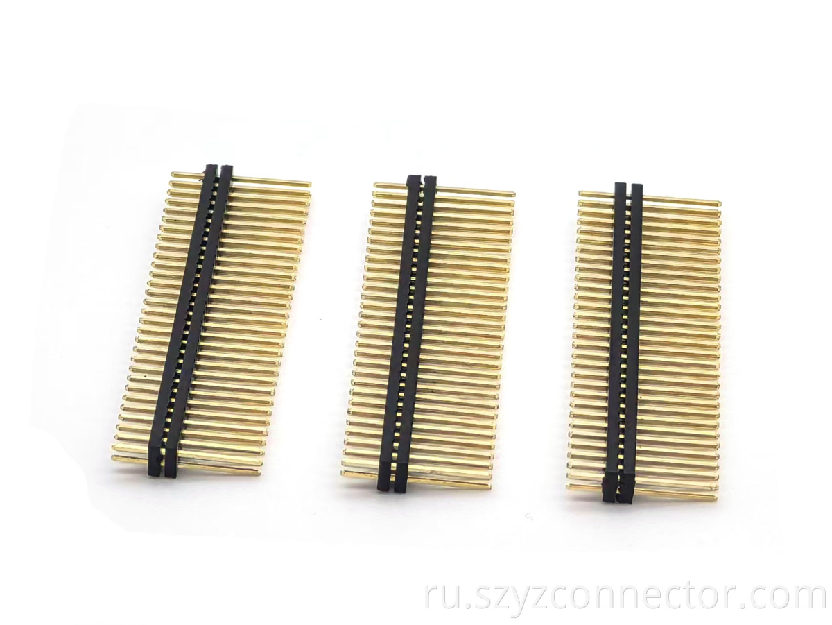 1.27mm Pitch Pin Header Connector Dual Row Straight Two-Layer Plastic SQ0.4mm H2.0mm 2*30P